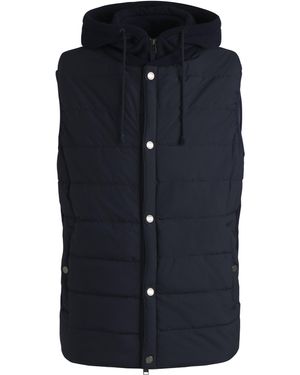 BOSS Wollen Bodywarmer Met Capuchon En Voorpaneel Van Een Donsmix - Blauw