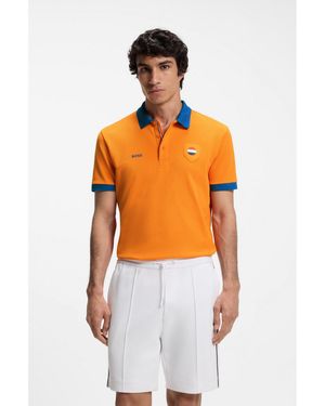 BOSS Paddy Polo Shirt With Country Flag - Orange