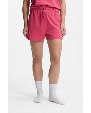 BOSS Stretch-Cotton Pyjama Shorts With Branded Cords - Pink