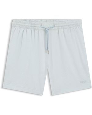 BOSS Sneldrogende Zwemshorts Van Seersucker Met Stretch - Blauw
