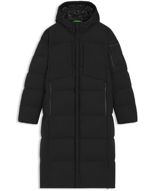 BOSS Lange, Wasserabweisende Daunenjacke Aus Stretch-Gewebe - Schwarz
