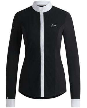 BOSS Equestrian Show Blouse With Four-Way Stretch - White