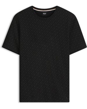 BOSS Bedrucktes Pyjama-Oberteil Aus Baumwoll-Mix - Schwarz