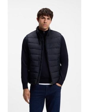 BOSS Padded Gilet With A Protective Stand Collar - Blue