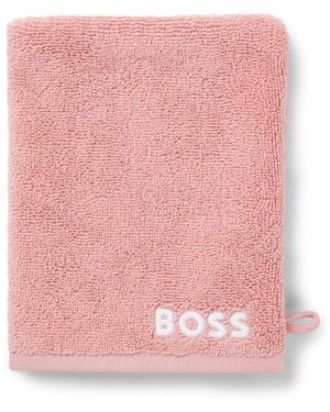 BOSS Manopla De Baño De Algodón Con Logo Bordado En Contraste - Rosa