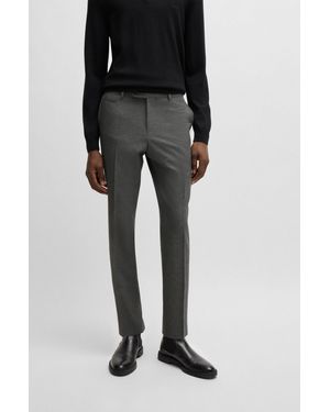 BOSS Slim-fit Pants In Melange Stretch Cloth - Black