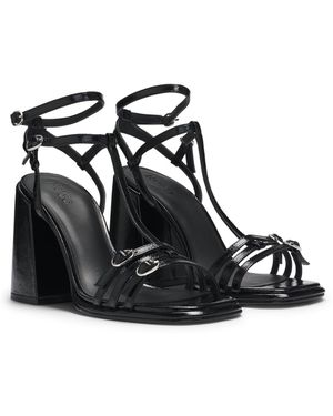 HUGO Leren Sandalen Met Robuuste Blokhak - Zwart