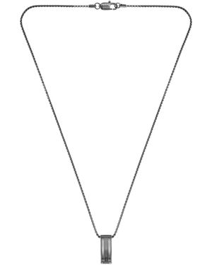 BOSS Stainless-Steel Necklace With Stripe-Effect Pendant - Metallic