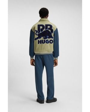 HUGO X Rb Regular-Fit Varsity-Style Jacket With Bull Graphics - Blue