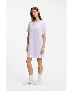 BOSS Stretch-Jersey Night Dress With Logo Print - Purple