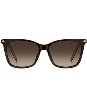 BOSS Optisch Montuur Van Acetaat Met Havanadessin En Getinte Clip-On Glazen - Bruin