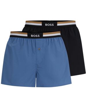 BOSS Lot De Deux Shorts De Pyjama En Coton Avec Taille Emblématique - Bleu