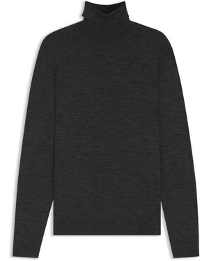 BOSS Regular-Fit Rollkragenpullover Aus Merinowolle - Schwarz