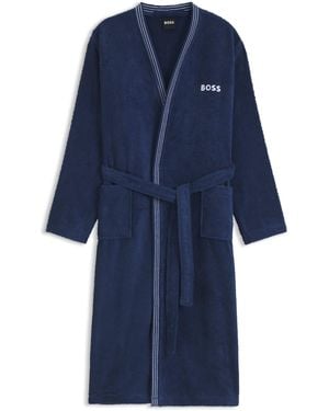 BOSS Batín De Algodón Con Logo Bordado - Azul