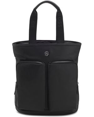 BOSS Tote Backpack With Double B Monogram Trim - Black