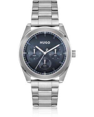 HUGO Horloge Met Blauwe Wijzerplaat En Polsband Van Roestvrij Staal - Meerkleurig