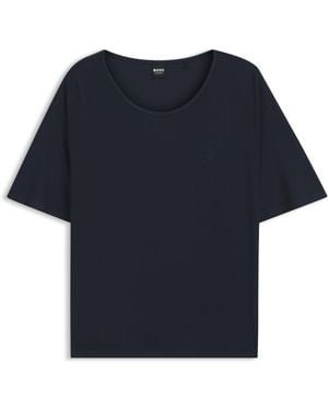 BOSS Pyjama-Top Aus Ripp-Jersey Mit Double-B-Monogramm - Blau