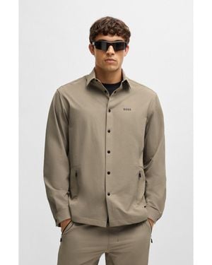 BOSS Relaxed-Fit Overshirt - Brown