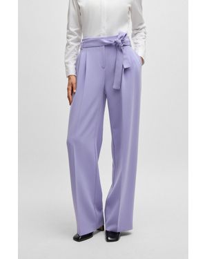 BOSS Relaxed-fit Pants In Crease-resistant Japanese Crepe - Blue