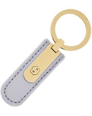 BOSS Grained Lilac Key Ring With Golden Double B Hardware - Metallic