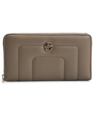 BOSS Faux-Leather Quilted Wallet With Double B Monogram - Brown
