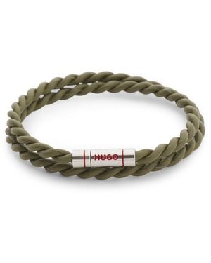 HUGO Bracelet Double Tour En Cuir Tressé - Vert