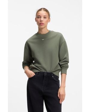 HUGO Cotton-Terry Sweatshirt With Logo Badge - Green