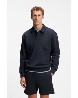 BOSS Relaxed-Fit Polo Sweatshirt - Blue