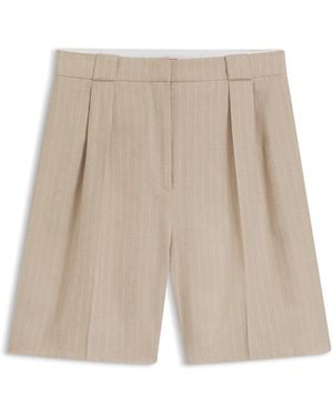 HUGO Short Coupe Décontractée En Coton Mélangé À Rayures Tennis - Neutre