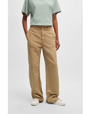 HUGO Straight-leg Carpenter Pants In Cotton Canvas - Natural