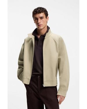 BOSS Zip-Up Bomber Jacket - Natural