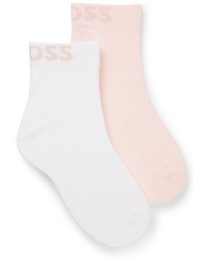 BOSS Two-Pack Of Quarter-Length Socks With Contrast Logos - White