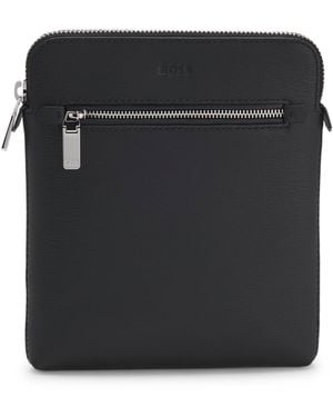 BOSS Sac Format Enveloppe En Cuir Avec Logo Gaufré - Noir