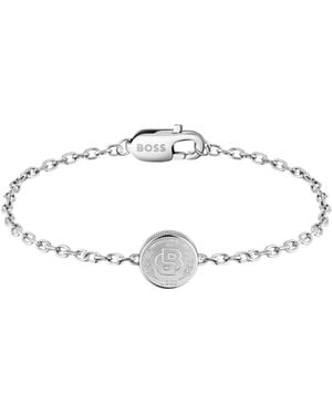 BOSS Tone Cuff With Double B Monogram Medallion - Metallic