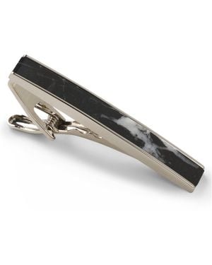 BOSS Brass Tie Clip With Marble Insert - Black