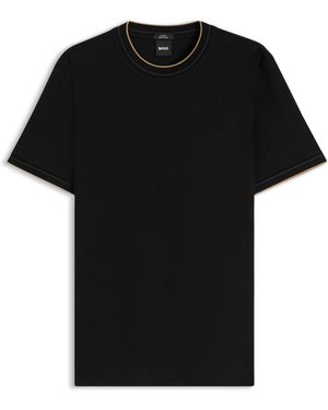 BOSS Slim-Fit Katoenen T-Shirt Met Ronde Hals - Zwart