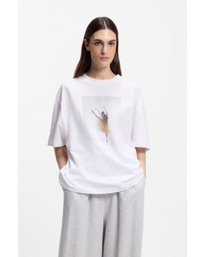 BOSS Stretch-Cotton T-Shirt With Ballet Artwork - White
