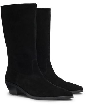 BOSS Botas De Ante Con Tacón Cubano - Negro