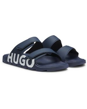 HUGO Logosandalen Met Dubbele Klittenbandsluiting - Blauw