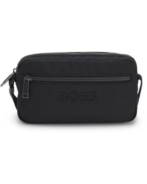 BOSS Borsa A Tracolla Strutturata A Diamante Con Logo Tono Su Tono - Nero