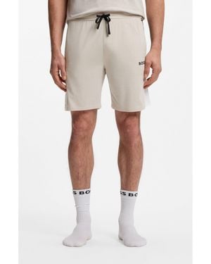 BOSS Cotton-Blend Pyjama Shorts With Colour-Blocking - Natural