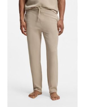BOSS Cotton-Blend Pyjama Bottoms With Embroidered Logo - Natural