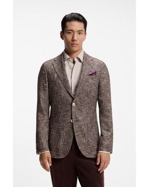 BOSS Micro-Patterned Slim-Fit Blazer - Brown