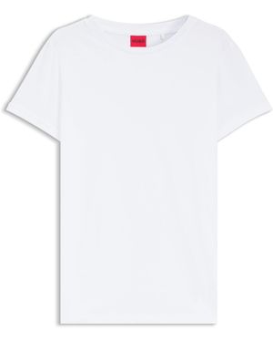 HUGO Slim-Fit T-Shirt Van Katoen Met Opgerolde Mouwen - Wit