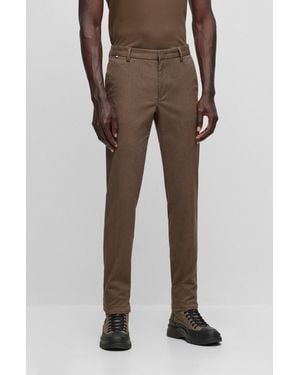 BOSS Slim-fit Chinos In A Melange Stretch-cotton Blend - Brown