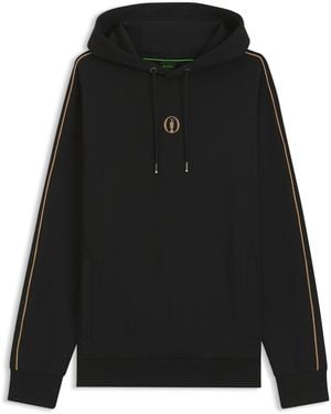 BOSS The Open Hoodie Aus Baumwoll-Mix Mit Grafischem Print Auf Der Rückseite - Schwarz