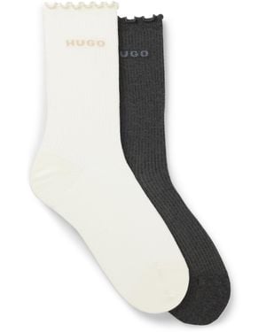 HUGO Zweier-Pack Mittelhohe Socken Mit Gekräuselten Bündchen - Schwarz