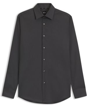 BOSS Slim-Fit Twill-Hemd Aus Bügelleichter Stretch-Baumwolle - Schwarz
