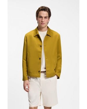 BOSS Regular-Fit Jacket With Micro Pattern - Yellow