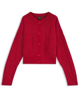BOSS Cardigan Relaxed Fit Con Dettagli - Rosso